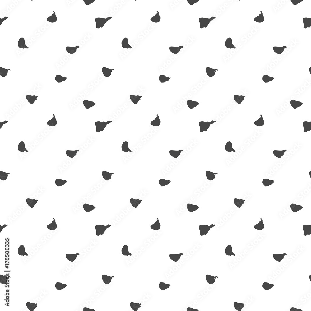 Vector endless seamless pattern dark gray ink spots hand painted on a white background in simple minimalist style.