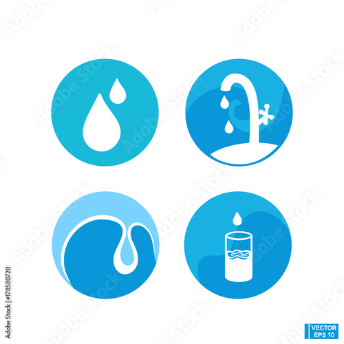 Wallpaper Mural Round blue icons with water. Torontodigital.ca
