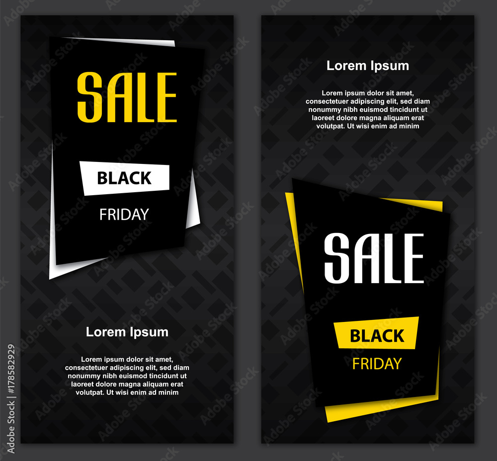 Fototapeta Black friday sale deals - set vertical vector banner ( shopping , promotion )