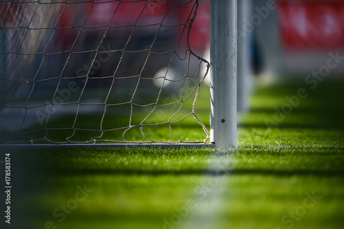 Torpfosten / Tornetz / Fussballtor im Stadion photo