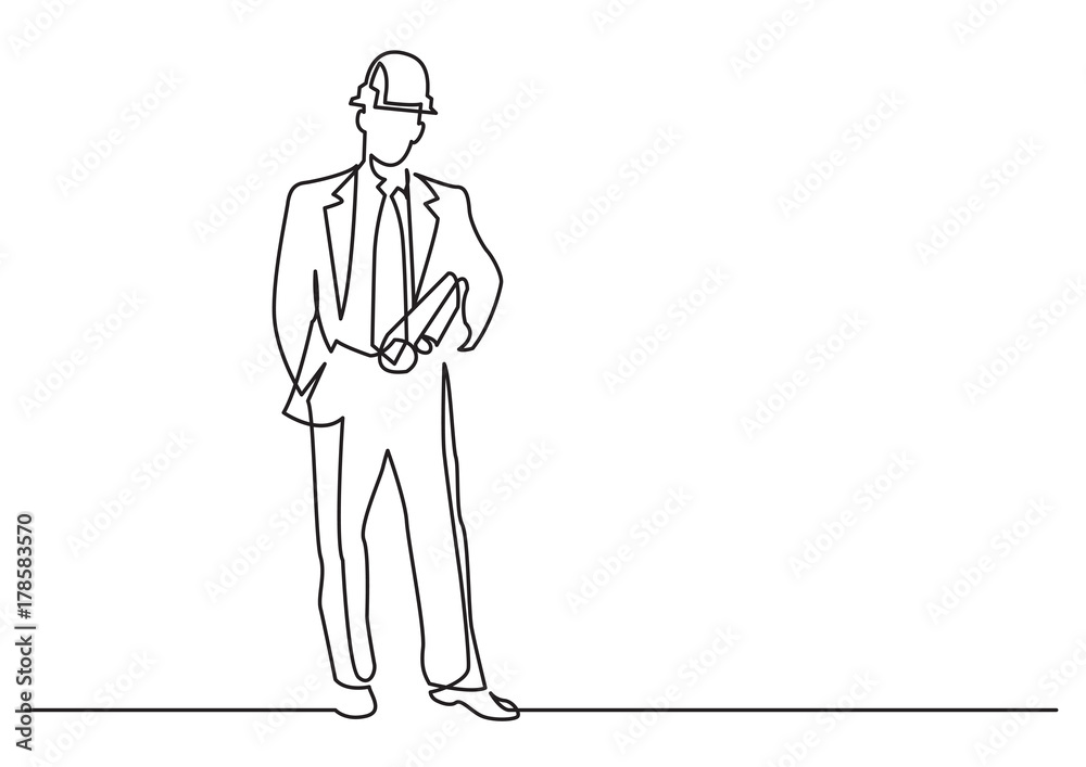 continuous line drawing of - construction engineer