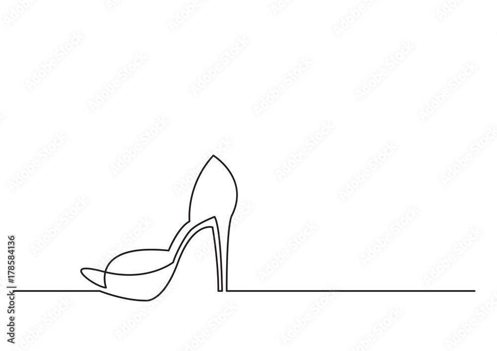 one line drawing of isolated vector object - high heel shoe one line drawing of isolated vector object - high heel shoe