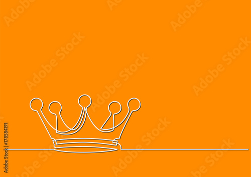 one line drawing of isolated vector object - crown