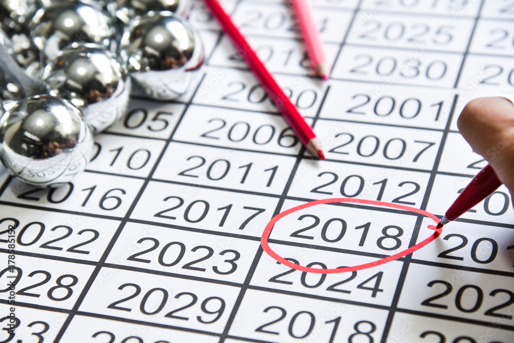 Mark on Number of the new years at 2018. Mark on Number of the new years at 2018.