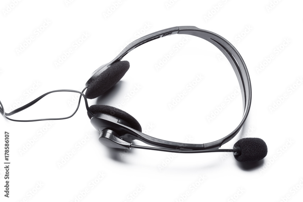 headset with microphone isolated on white