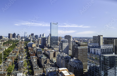 Fototapeta Naklejka Na Ścianę i Meble -  Boston, Massachusetts, USA city skyline aerial panorama view with urban buildings midtown 
