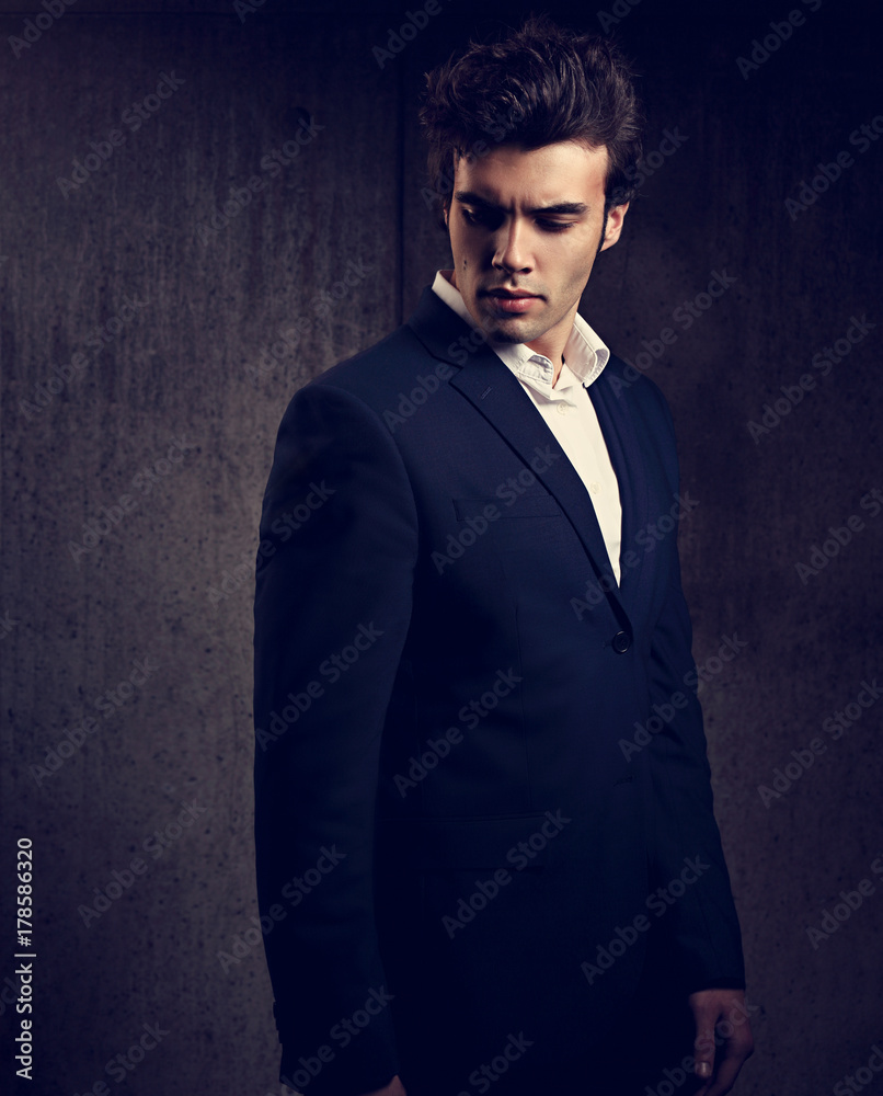 The Guy in the Suit is Standing in Poses Stock Image - Image of handsome,  shirt: 114356815