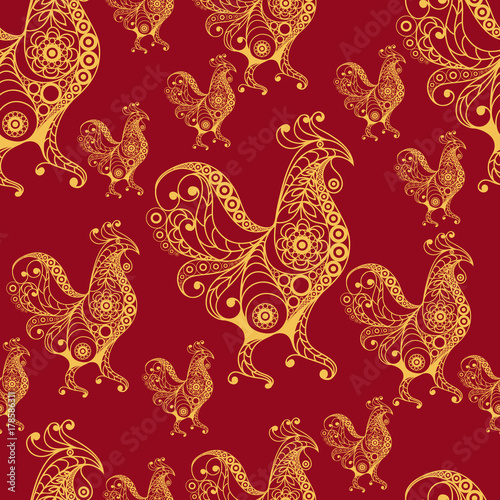 Seamless pattern with lace cock 27