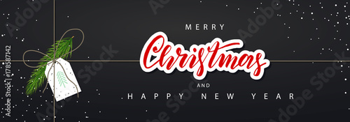 Merry Christmas Horizontal Banner. Vector Illustration. Happy New Year Concept. Season Greetings. Concept for web banners and promotional materials.