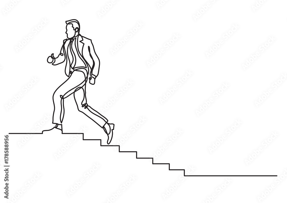 one line drawing of man climbing career ladder Stock Vector | Adobe Stock