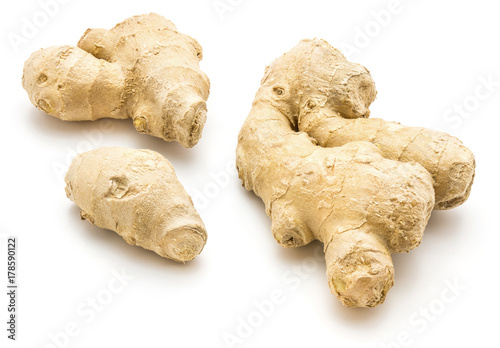 Two ginger rhizome isolated on white background
