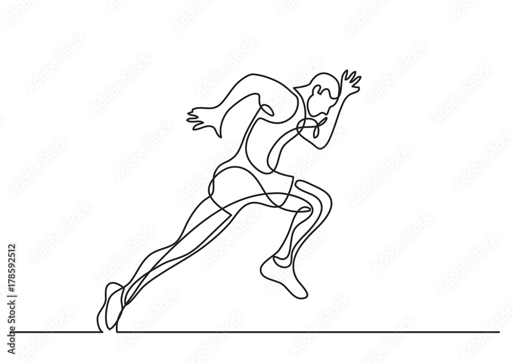 one line drawing of athlete running fast Stock Vector Adobe Stock