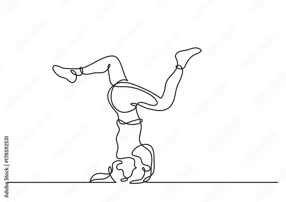 one line drawing of woman standing in yoga pose