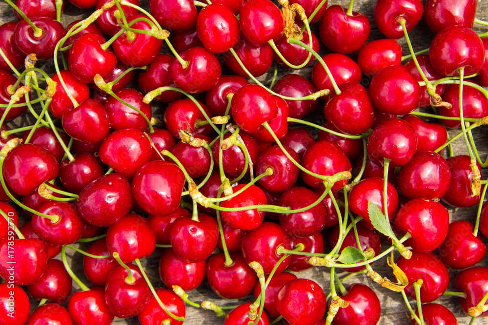 Background of the red cherry fruits Background of the red cherry fruits