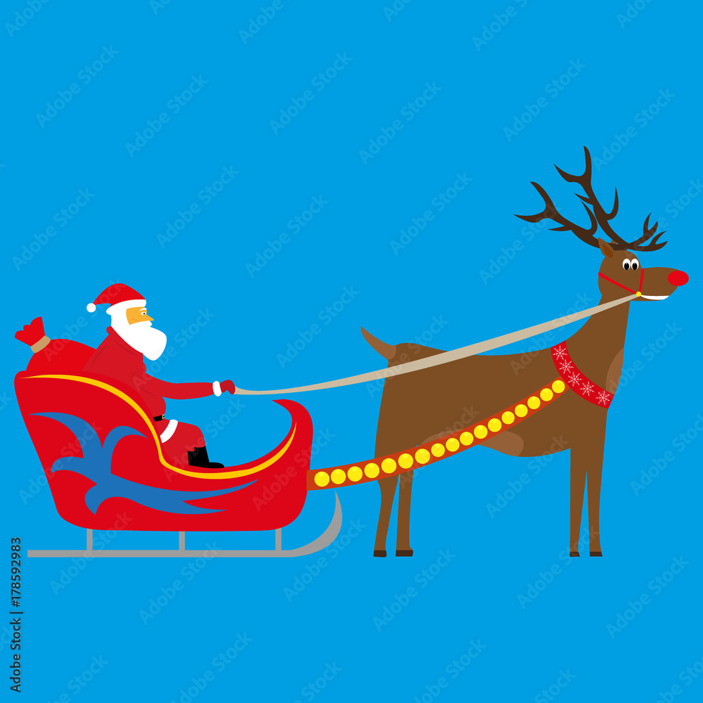 Santa Claus rides in a sleigh in harness vector