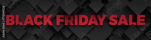 Black Friday Sale Vector Banner. 3D Lettering on Abstract Dark Gray Background. Online Shopping Design Template