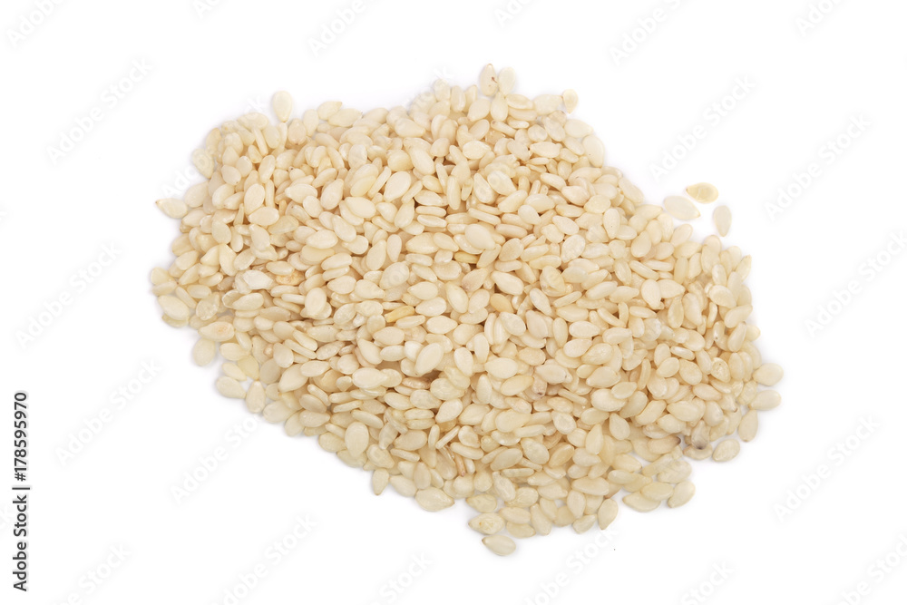 Sesame seeds isolated on white background top view Sesame seeds isolated on white background top view