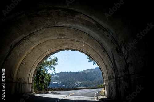 Tunnel on a mountain road. Travel to Yosemite National Park