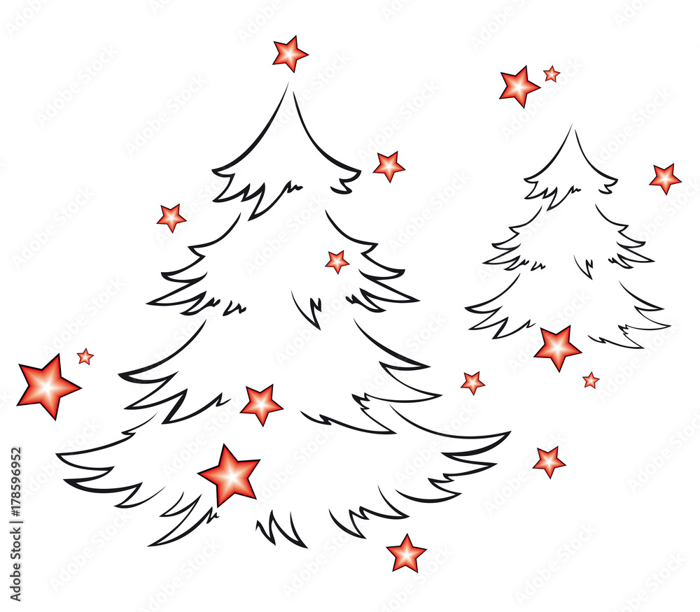 Christmas tree graphic with stars Christmas tree graphic with stars