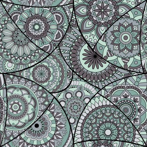 Seamless pattern tile with mandalas. Vintage decorative elements. Hand drawn background. Islam, Arabic, Indian, ottoman motifs. Perfect for printing on fabric or paper.