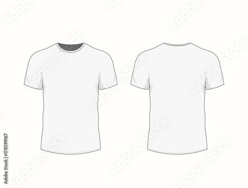 Men's white t-shirt with short sleeve in front and back views