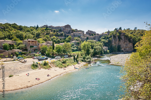 River Ardeche near the old village Balazuc in the Ardeche region of France