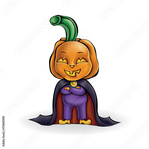 Pumpkin. Vector mocking character. Halloween.