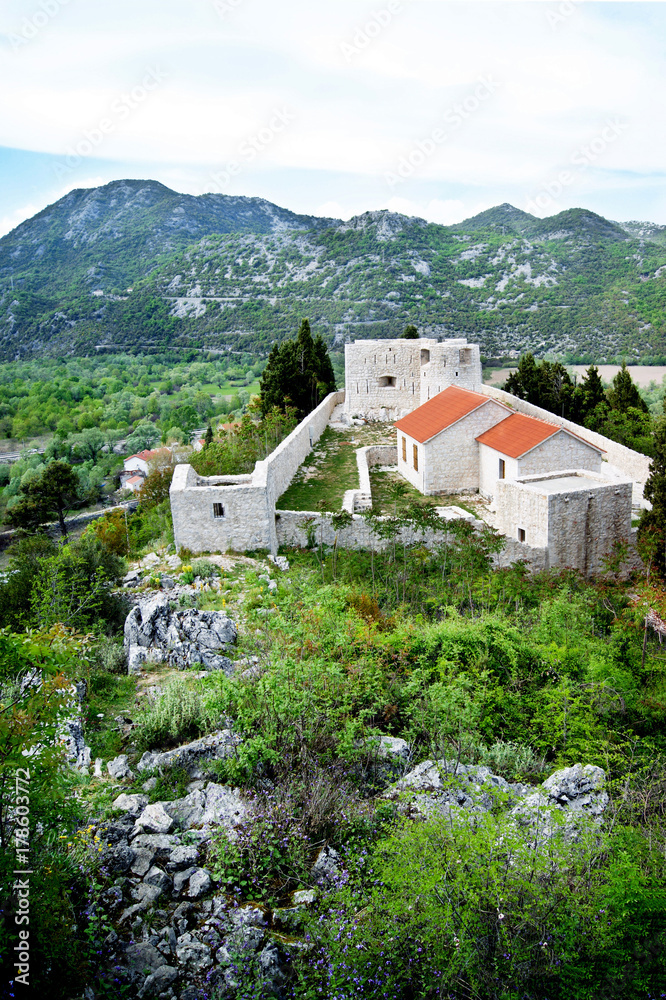 View from above on the fortress of Besac in Montenegro.