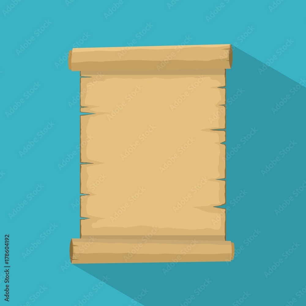 Parchment. Blank old scroll icon papyrus paper cartoon isolated on white  background with shadow. Blank retro papyrus sheet in flat style,  illustration of ancient parchment. Vector illustration Stock Vector | Adobe  Stock