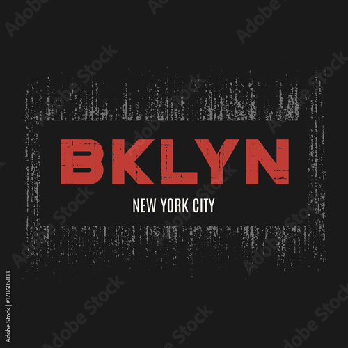 Brooklyn t-shirt and apparel design with grunge effect and textu