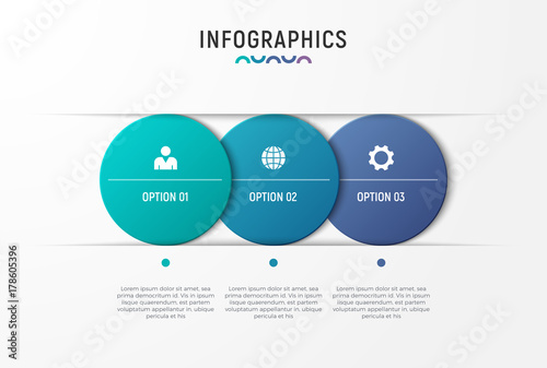Vector infographic chart design with the intersecting circle sha