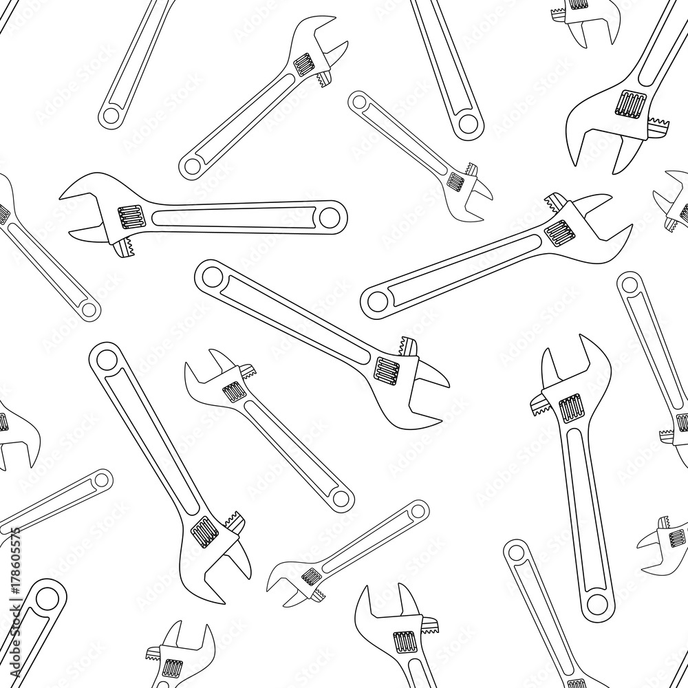 Adjustable wrench tool seamless pattern Adjustable wrench tool seamless pattern