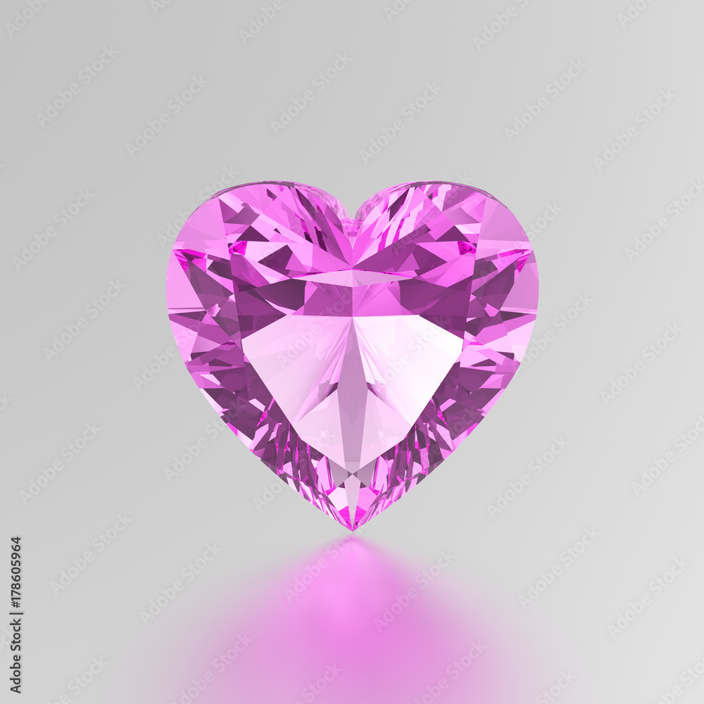 3D illustration pink diamond heart stone 3D illustration pink diamond heart stone