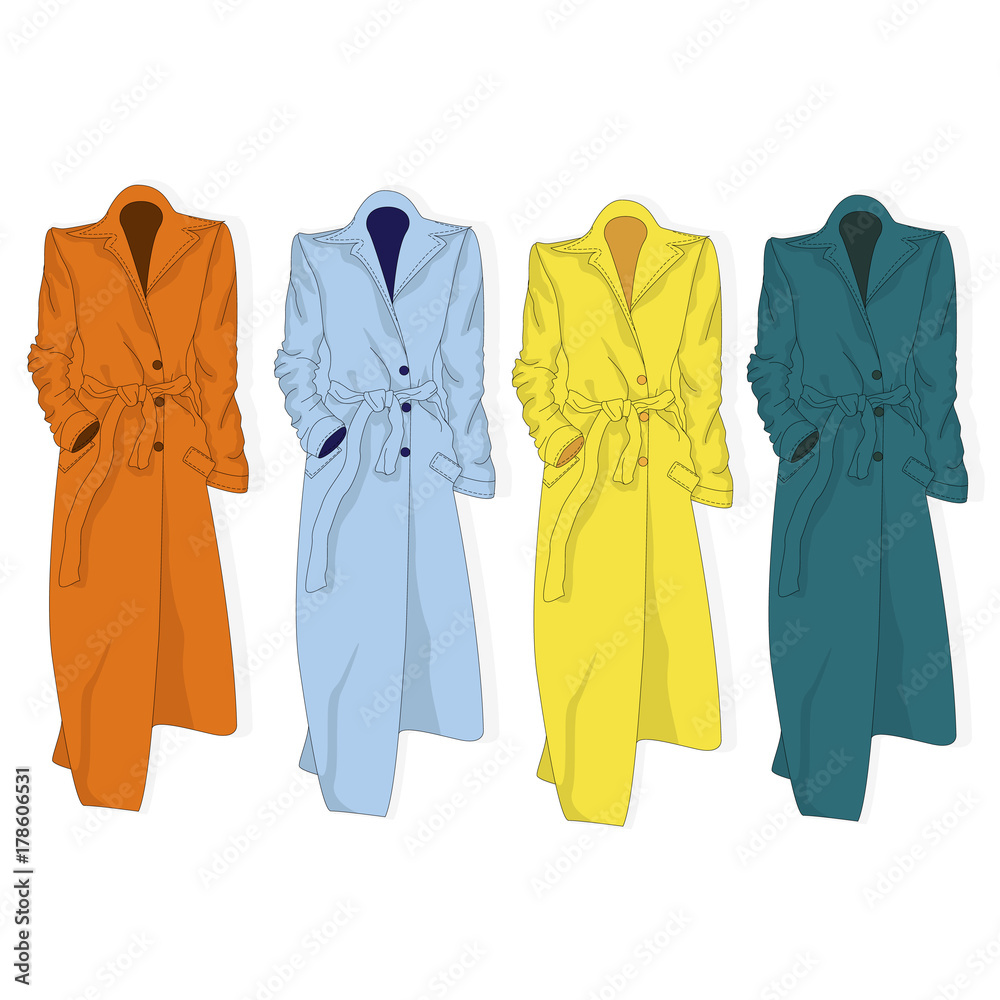 female coat illustration isolated on white. female coat illustration isolated on white.
