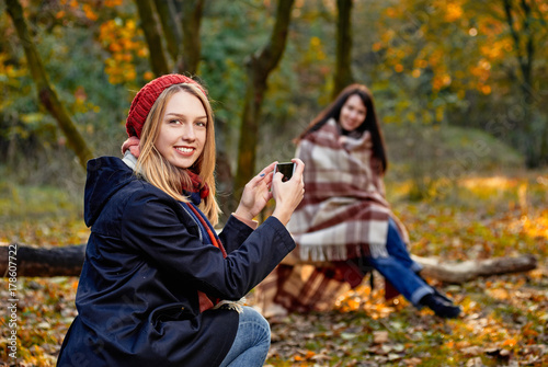 Photosession in autumn park