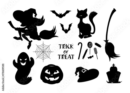 set of black vector Halloween icons. vector