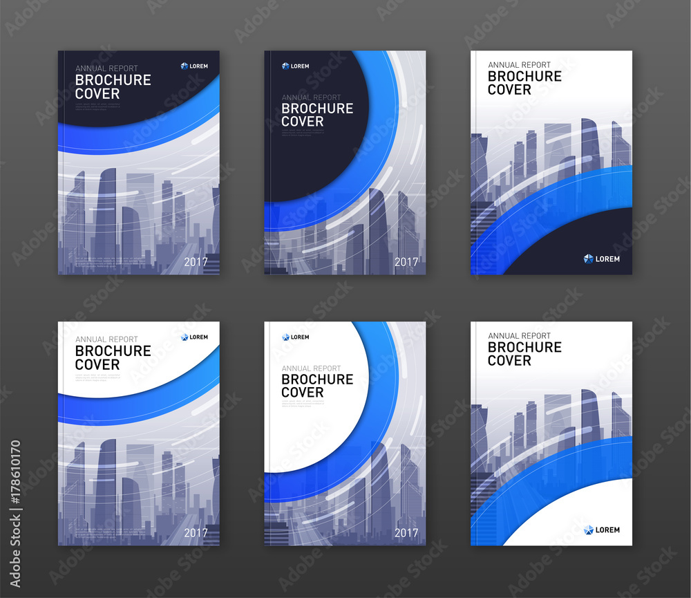 Brochure cover design templates set for construction or finance company.