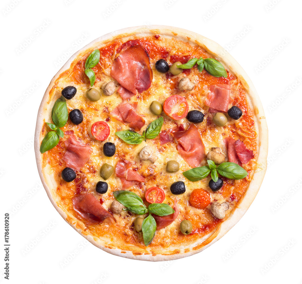 Italian pizza with jamon