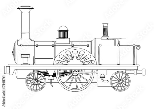 sketch of a steam locomotive on white background vector.