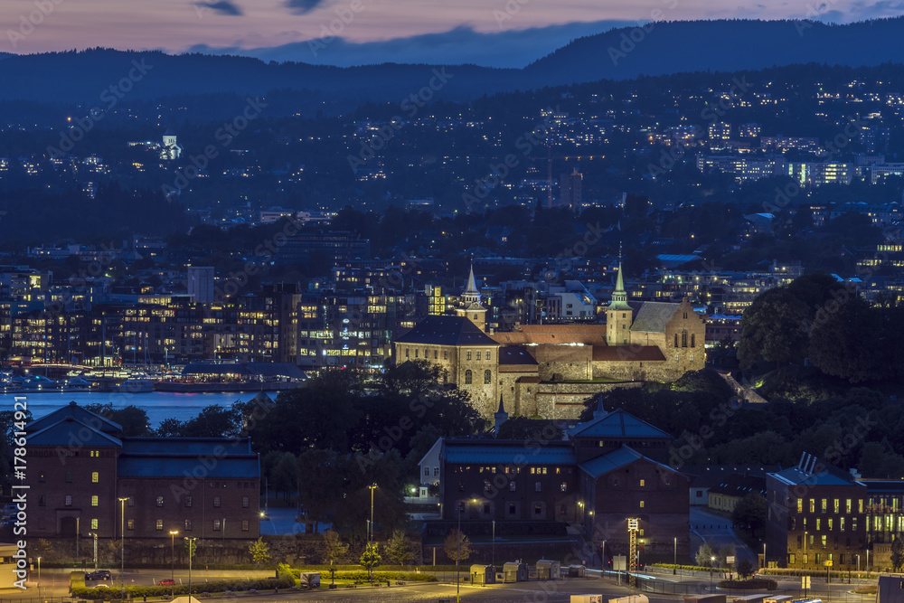 Akershus Castle in Oslo at evening, Norway