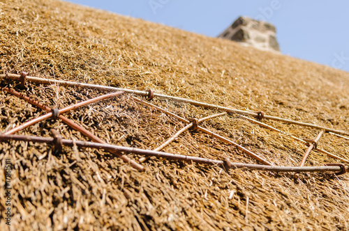 Fotografie Willow decoration on the roof of a thatched cottage