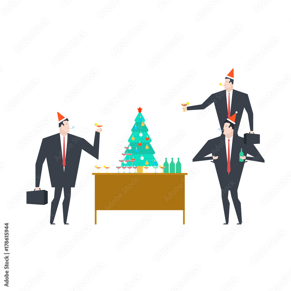 Obraz premium New Years corporate party. Christmas in office. Vector illustration