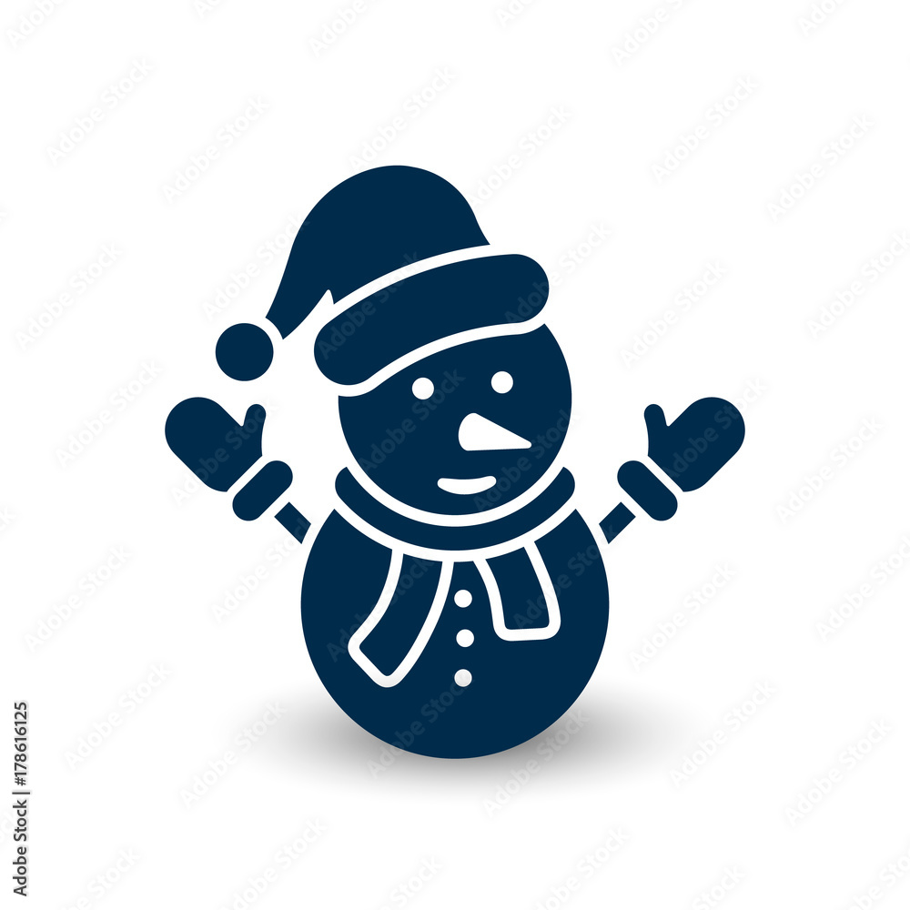 Snowman icon, vector festive simple symbol. Snowman with hat flat black  silhouette illustration Stock Vector | Adobe Stock