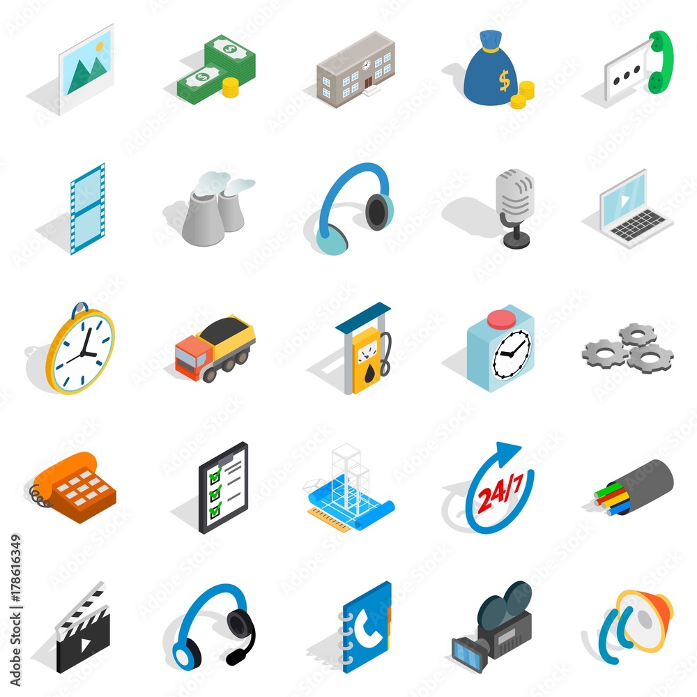 Bad connection icons set, isometric style Bad connection icons set, isometric style
