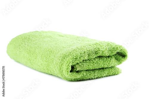 Green towel isolated on a white background