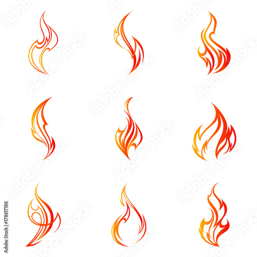 Fire flame set.