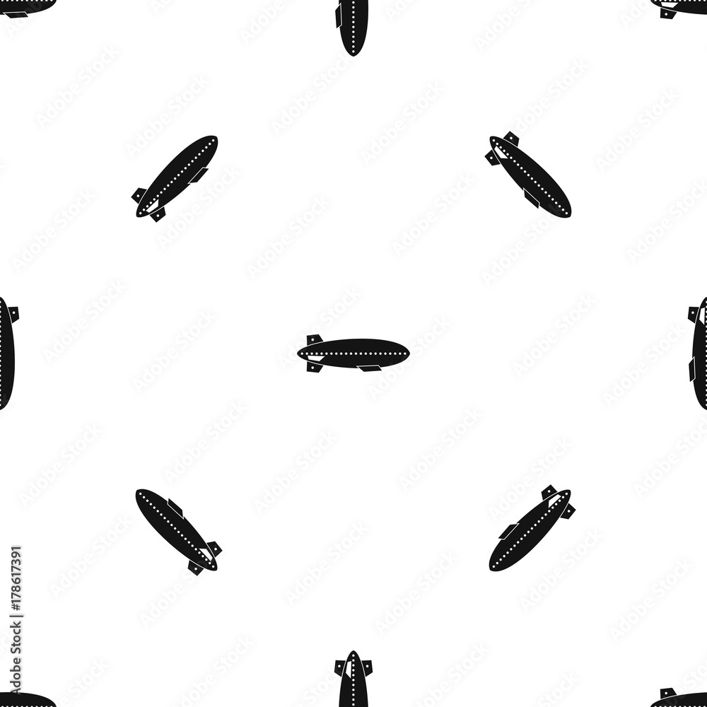 Fototapeta premium Dirigible balloon pattern seamless black