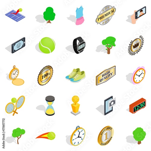 Tournament icons set, isometric style