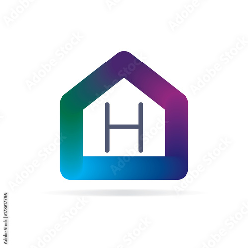 simple modern house logo with letter H sign. logo template