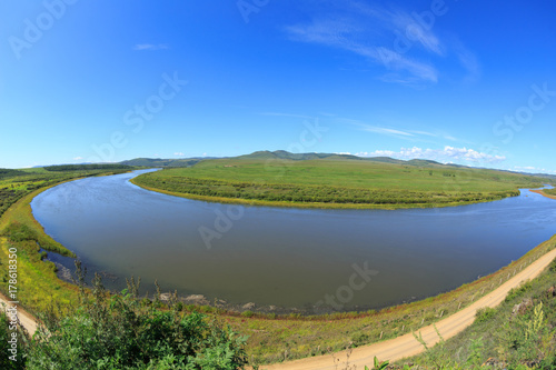 beautiful autumn landscape in the riverside